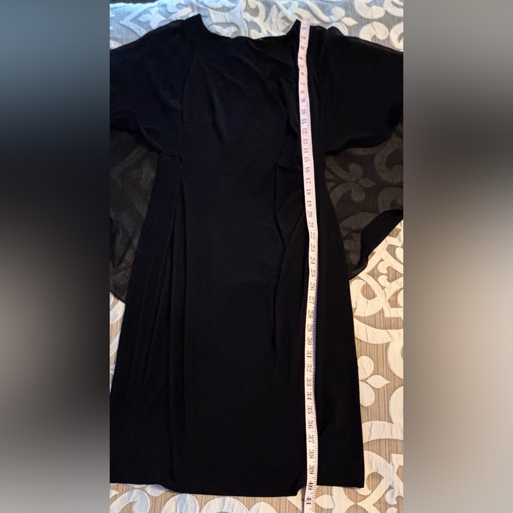 Ralph Lauren Black Sleeveless Dress With Built In Chiffon Cape - Picture 7 of 12